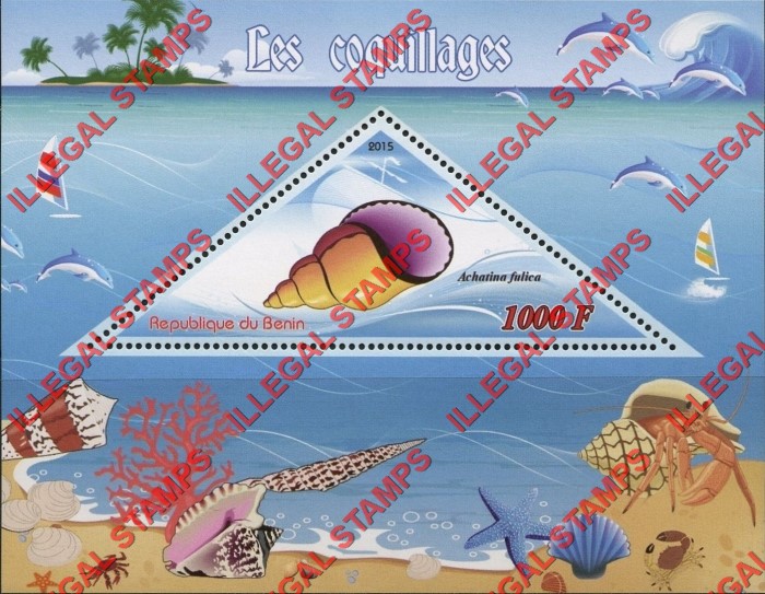 Benin 2015 Shells Illegal Stamp Souvenir Sheet of 1 Benin 2015 Shells Illegal Stamp Souvenir Sheet of 1