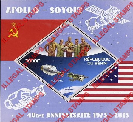 Benin 2015 Space Apollo-Soyuz Illegal Stamp Souvenir Sheet of 1 Benin 2015 Space Apollo-Soyuz Illegal Stamp Souvenir Sheet of 1