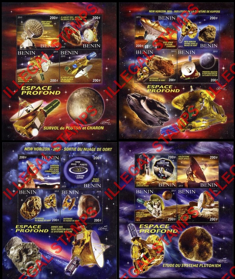 Benin 2015 Space Deep Space Illegal Stamp Souvenir Sheets of 4 Benin 2015 Space Deep Space Illegal Stamp Souvenir Sheets of 4