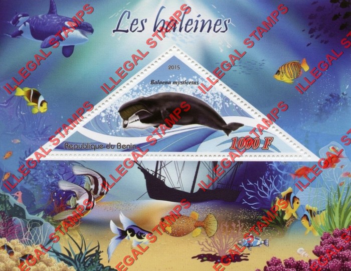 Benin 2015 Whales Illegal Stamp Souvenir Sheet of 1 Benin 2015 Whales Illegal Stamp Souvenir Sheet of 1