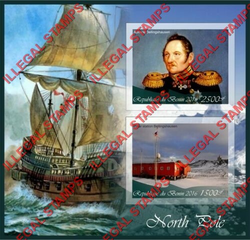 Benin 2016 North Pole Illegal Stamp Souvenir Sheet of 2 Benin 2016 North Pole Illegal Stamp Souvenir Sheet of 2