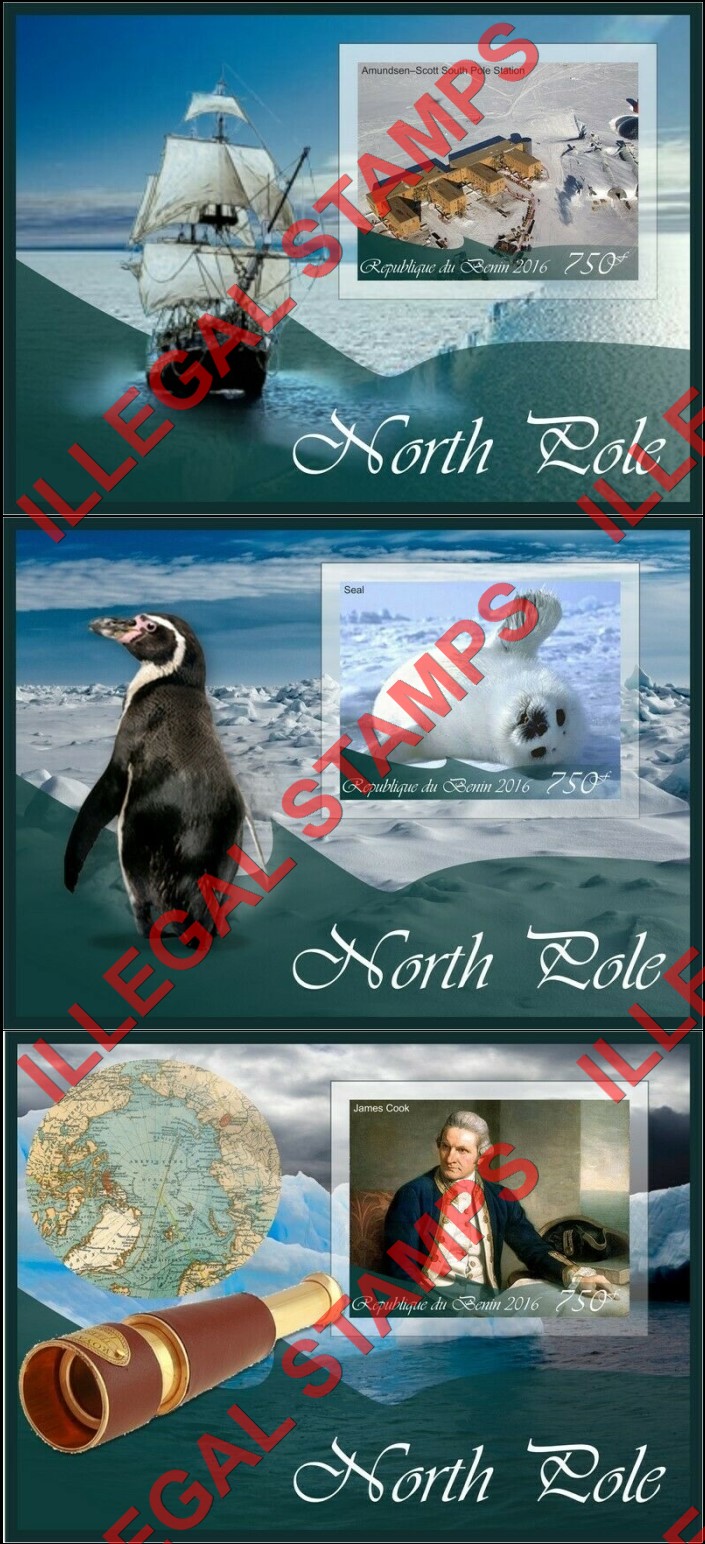 Benin 2016 North Pole Illegal Stamp Souvenir Sheets of 1 (Part 1) Benin 2016 North Pole Illegal Stamp Souvenir Sheets of 1 (Part 1)