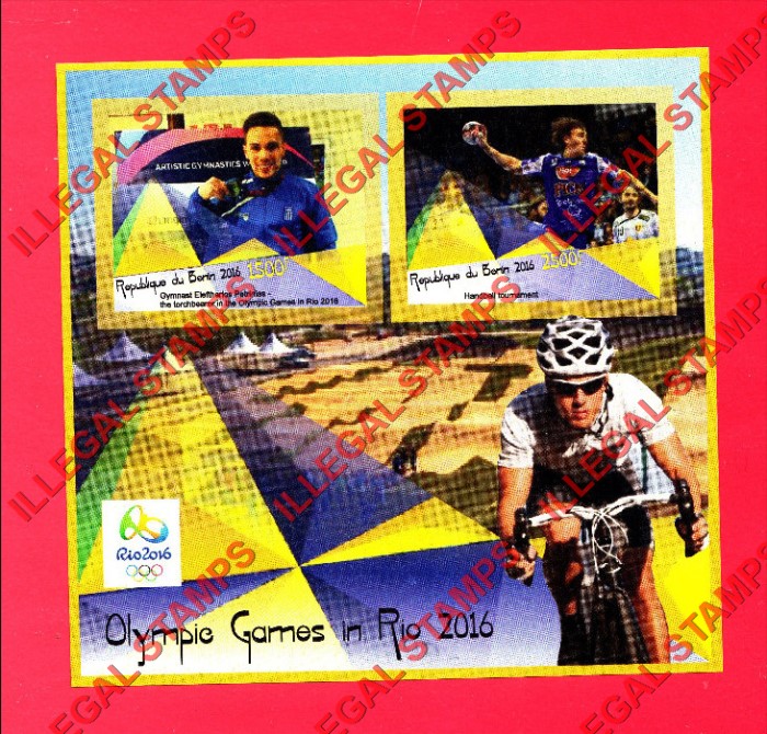 Benin 2016 Olympic Games Illegal Stamp Souvenir Sheet of 2 Benin 2016 Olympic Games Illegal Stamp Souvenir Sheet of 2