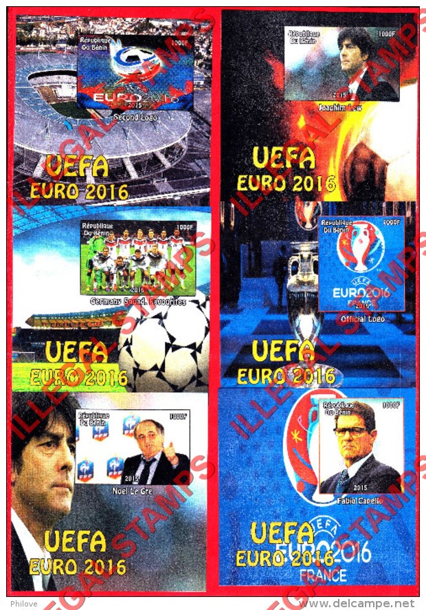 Benin 2016 Soccer Illegal Stamp Souvenir Sheets of 1 Benin 2016 Soccer Illegal Stamp Souvenir Sheets of 1