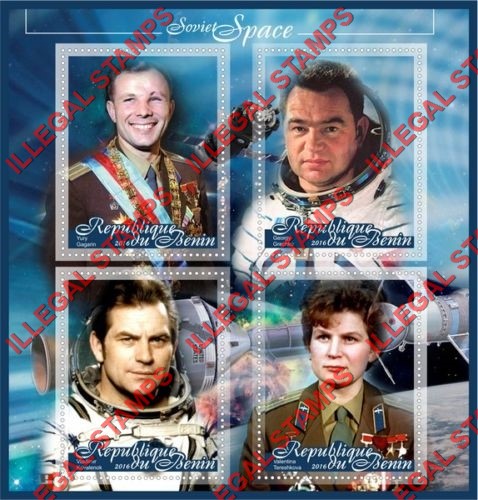 Benin 2016 Soviet Space Illegal Stamp Souvenir Sheet of 4 Benin 2016 Soviet Space Illegal Stamp Souvenir Sheet of 4