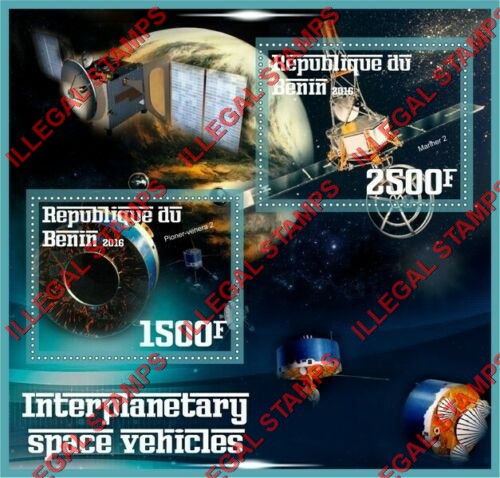 Benin 2016 Space Vehicles Illegal Stamp Souvenir Sheet of 2 Benin 2016 Space Vehicles Illegal Stamp Souvenir Sheet of 2