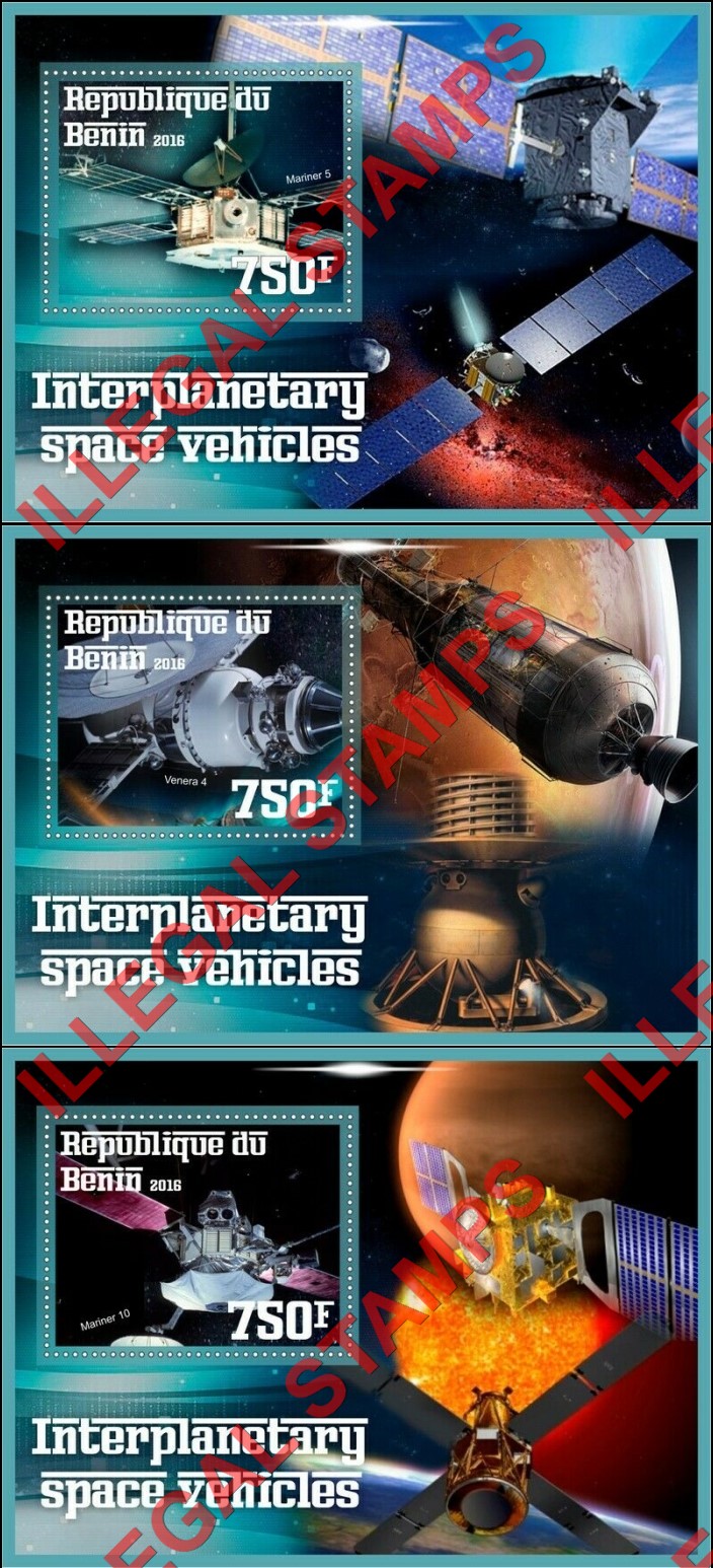 Benin 2016 Space Vehicles Illegal Stamp Souvenir Sheets of 1 (Part 1) Benin 2016 Space Vehicles Illegal Stamp Souvenir Sheets of 1 (Part 1)
