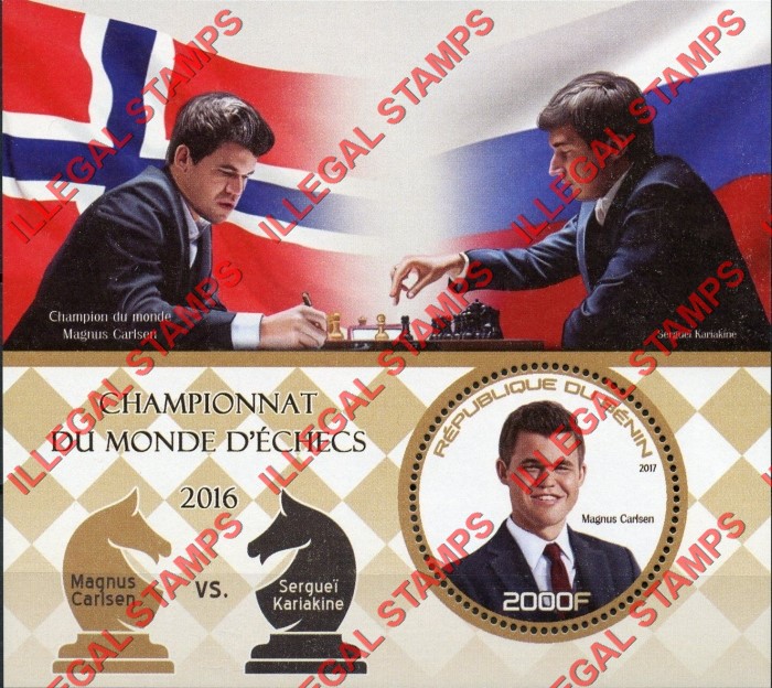 Benin 2017 Chess Illegal Stamp Souvenir Sheet of 1 Benin 2017 Chess Illegal Stamp Souvenir Sheet of 1