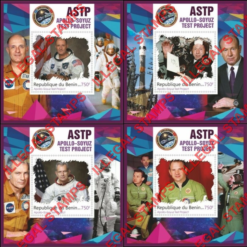 Benin 2018 Apollo Soyuz Test Project Illegal Stamp Souvenir Sheets of 1 (Part 1) Benin 2018 Apollo Soyuz Test Project Illegal Stamp Souvenir Sheets of 1 (Part 1)