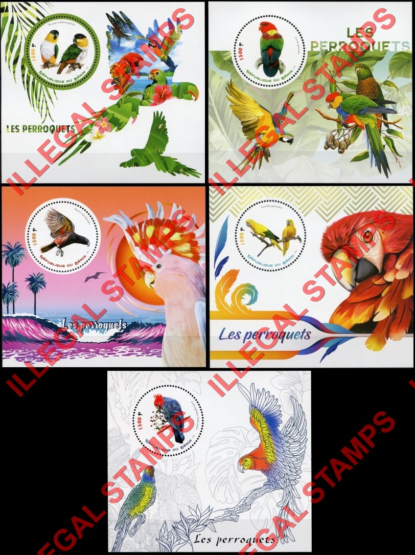 Benin 2018 Parrots Illegal Stamp Souvenir Sheets of 1 Benin 2018 Parrots Illegal Stamp Souvenir Sheets of 1