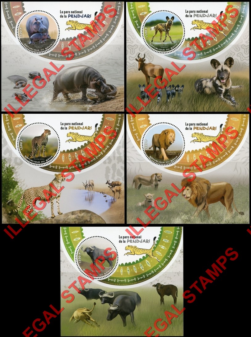 Benin 2018 Pendjari National Park Animals Illegal Stamp Souvenir Sheets of 1 Benin 2018 Pendjari National Park Animals Illegal Stamp Souvenir Sheets of 1