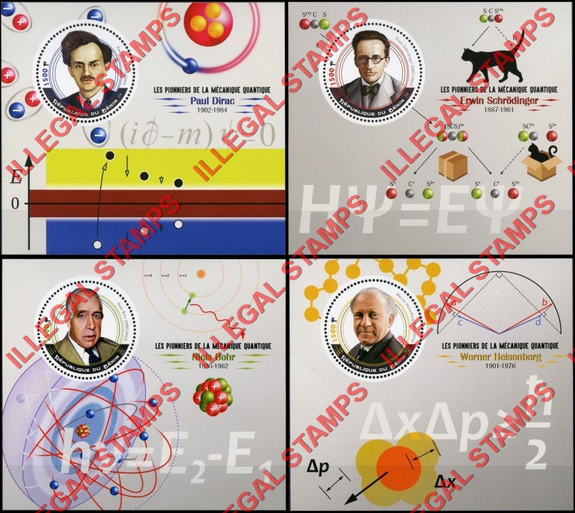 Benin 2018 Quantum Mechanics Illegal Stamp Souvenir Sheets of 1 Benin 2018 Quantum Mechanics Illegal Stamp Souvenir Sheets of 1