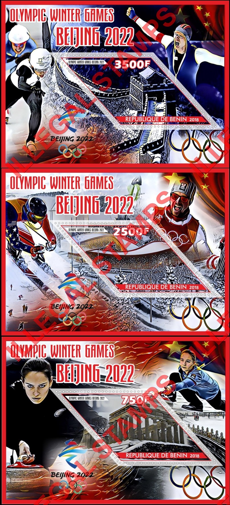 Benin 2018 Winter Olympics Beijing 2022 Illegal Stamp Souvenir Sheets of 1 (Part 1) Benin 2018 Winter Olympics Beijing 2022 Illegal Stamp Souvenir Sheets of 1 (Part 1)