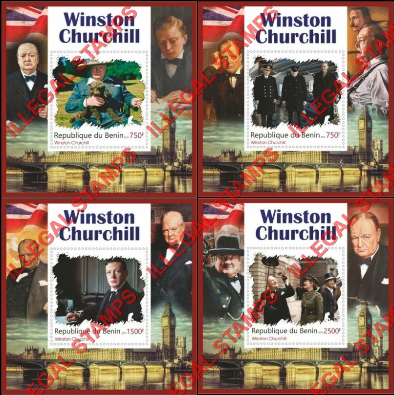 Benin 2019 Winston Churchill Illegal Stamp Souvenir Sheets of 1 (Part 2) Benin 2019 Winston Churchill Illegal Stamp Souvenir Sheets of 1 (Part 2)