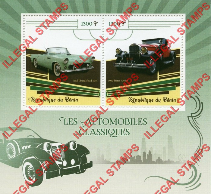 Benin 2019 Classic Automobiles Illegal Stamp Souvenir Sheet of 2 Benin 2019 Classic Automobiles Illegal Stamp Souvenir Sheet of 2