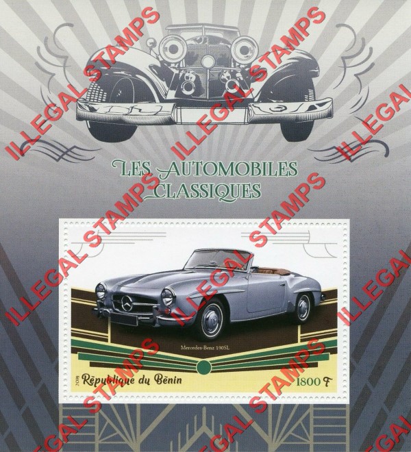 Benin 2019 Classic Automobiles Illegal Stamp Souvenir Sheet of 1 Benin 2019 Classic Automobiles Illegal Stamp Souvenir Sheet of 1