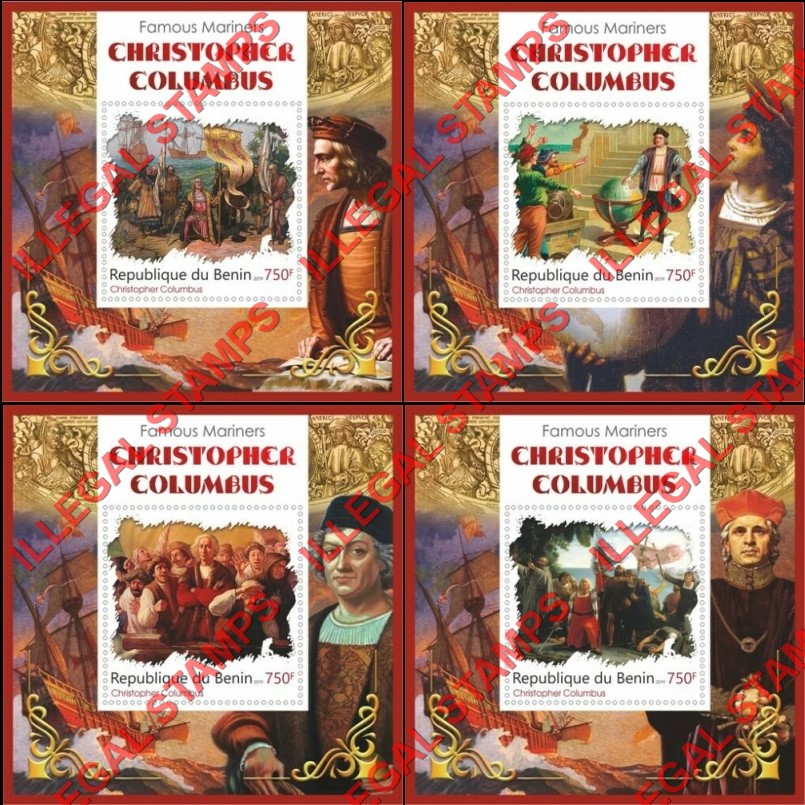 Benin 2019 Christopher Columbus Illegal Stamp Souvenir Sheets of 1 (Part 1) Benin 2019 Christopher Columbus Illegal Stamp Souvenir Sheets of 1 (Part 1)