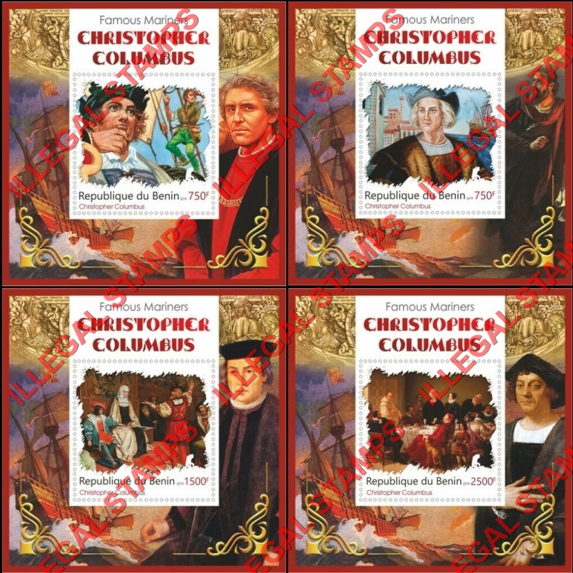 Benin 2019 Christopher Columbus Illegal Stamp Souvenir Sheets of 1 (Part 2) Benin 2019 Christopher Columbus Illegal Stamp Souvenir Sheets of 1 (Part 2)