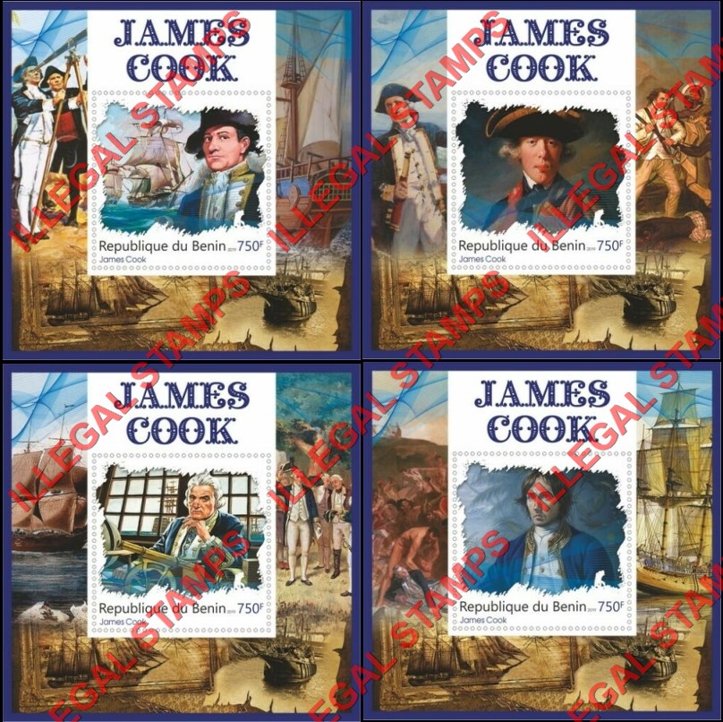 Benin 2019 James Cook Illegal Stamp Souvenir Sheets of 1 (Part 1) Benin 2019 James Cook Illegal Stamp Souvenir Sheets of 1 (Part 1)