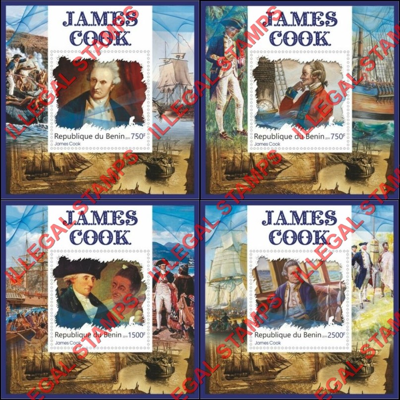 Benin 2019 James Cook Illegal Stamp Souvenir Sheets of 1 (Part 2) Benin 2019 James Cook Illegal Stamp Souvenir Sheets of 1 (Part 2)