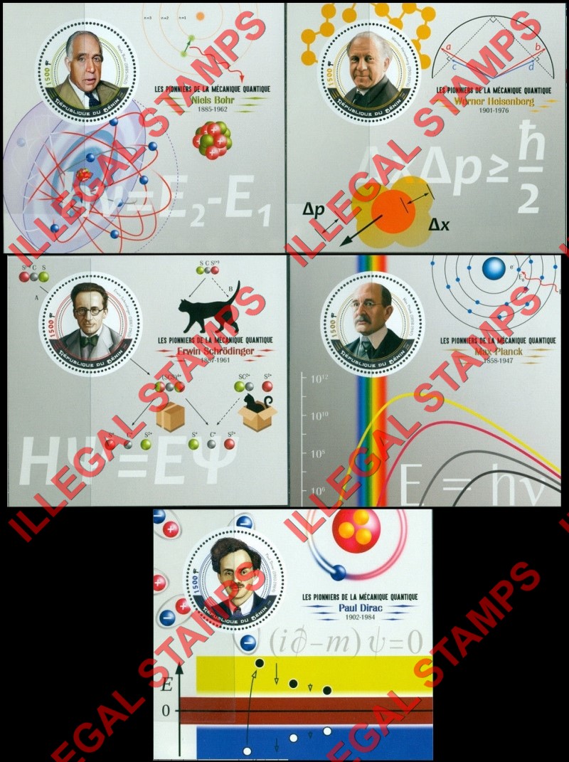 Benin 2019 Science Quantum Mechanics Illegal Stamp Souvenir Sheets of 1 Benin 2019 Science Quantum Mechanics Illegal Stamp Souvenir Sheets of 1
