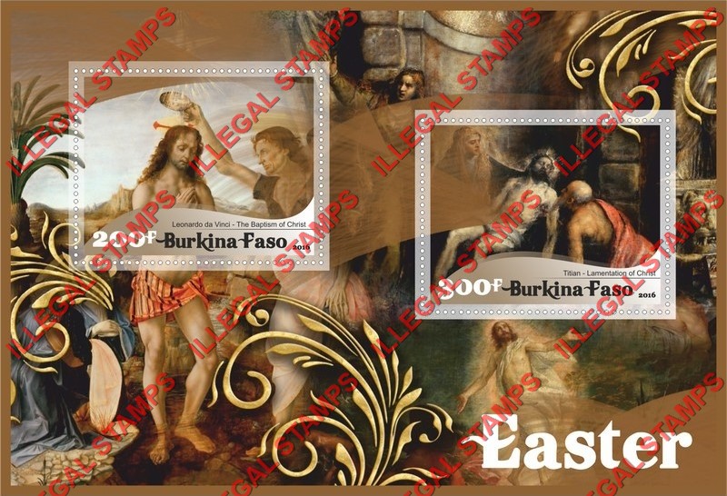 Burkina Faso 2016 Easter Paintings Illegal Stamp Souvenir Sheet of 2