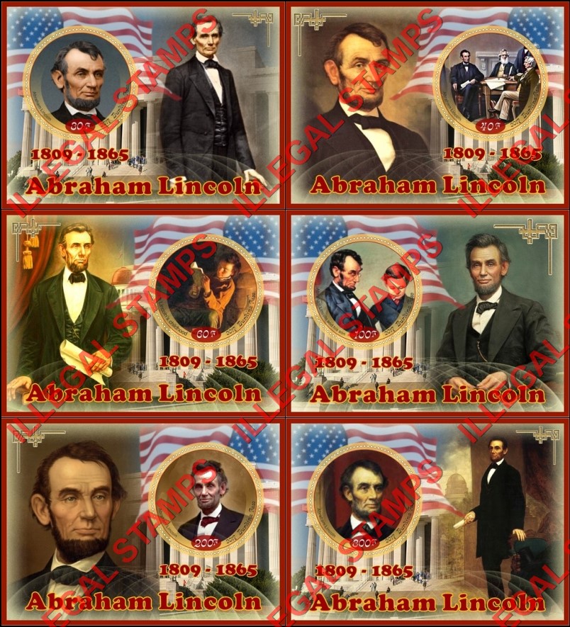 Burkina Faso 2017 Abraham Lincoln Illegal Stamp Souvenir Sheets of 1 Burkina Faso 2017 Abraham Lincoln Illegal Stamp Souvenir Sheets of 1