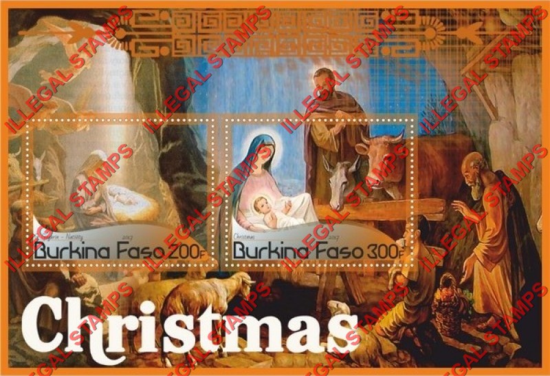 Burkina Faso 2017 Christmas Paintings Illegal Stamp Souvenir Sheet of 2 Burkina Faso 2017 Christmas Paintings Illegal Stamp Souvenir Sheet of 2