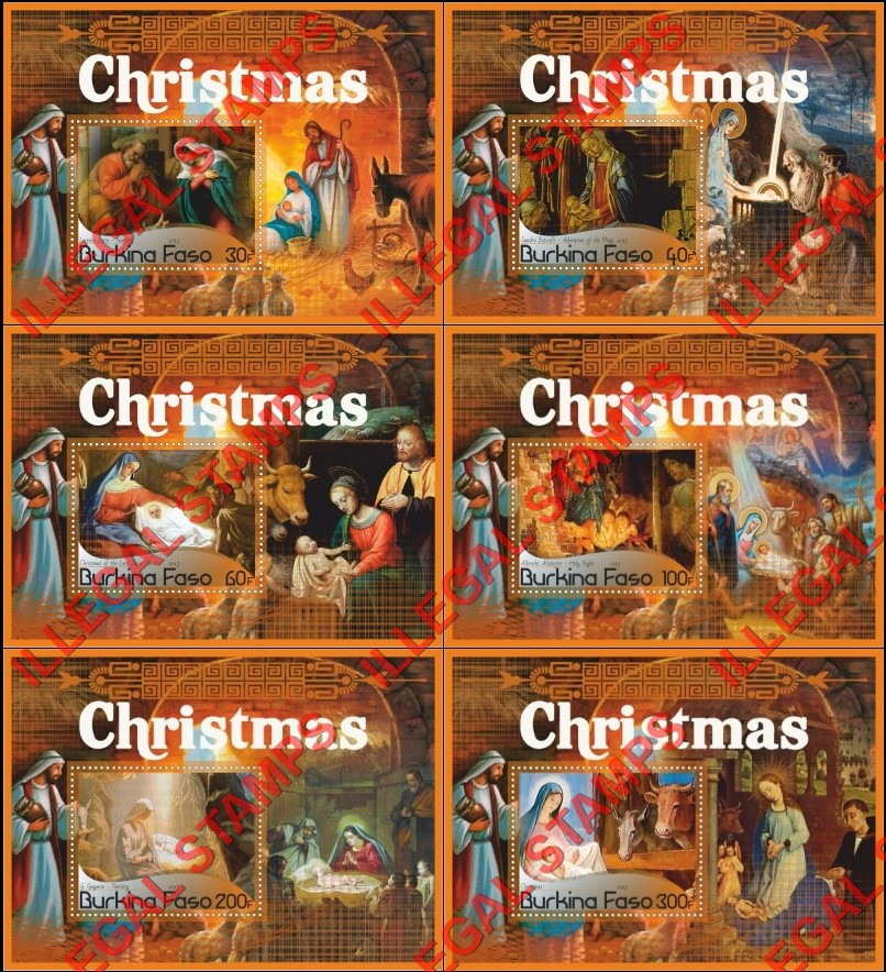 Burkina Faso 2017 Christmas Paintings Illegal Stamp Souvenir Sheets of 1 Burkina Faso 2017 Christmas Paintings Illegal Stamp Souvenir Sheets of 1