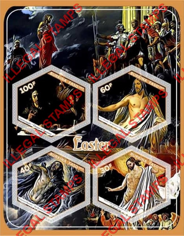 Burkina Faso 2017 Easter Paintings Illegal Stamp Souvenir Sheet of 4 Burkina Faso 2017 Easter Paintings Illegal Stamp Souvenir Sheet of 4