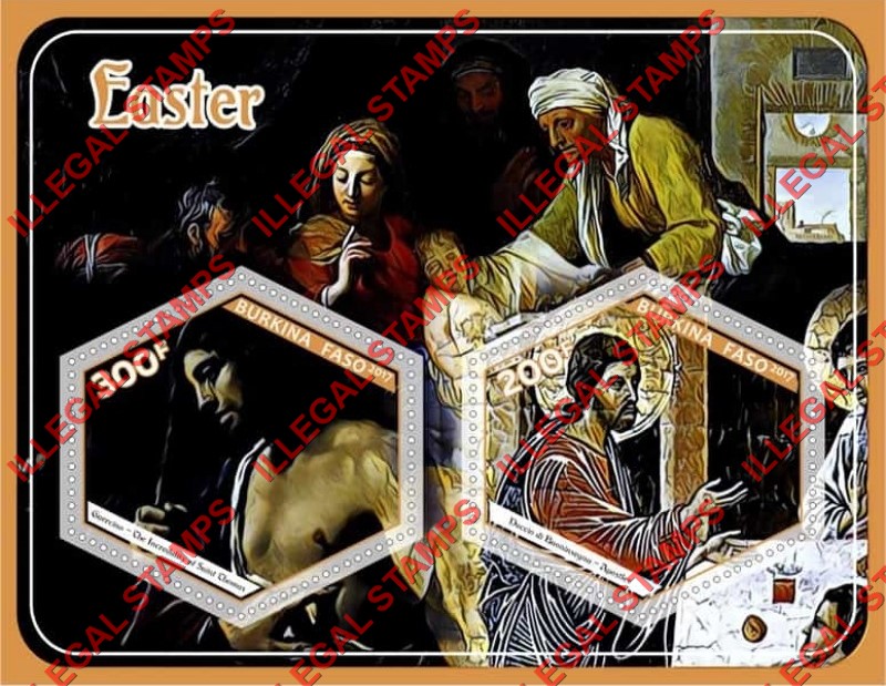 Burkina Faso 2017 Easter Paintings Illegal Stamp Souvenir Sheet of 2 Burkina Faso 2017 Easter Paintings Illegal Stamp Souvenir Sheet of 2