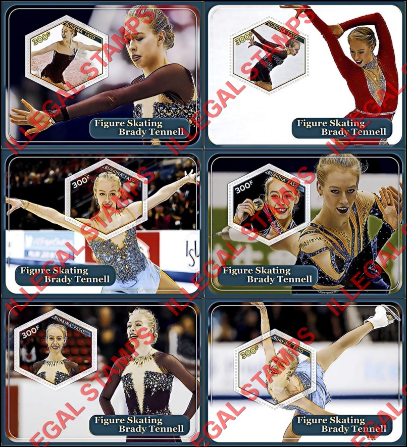 Burkina Faso 2017 Figure Skating Brady Tennell Illegal Stamp Souvenir Sheets of 1 Burkina Faso 2017 Figure Skating Brady Tennell Illegal Stamp Souvenir Sheets of 1