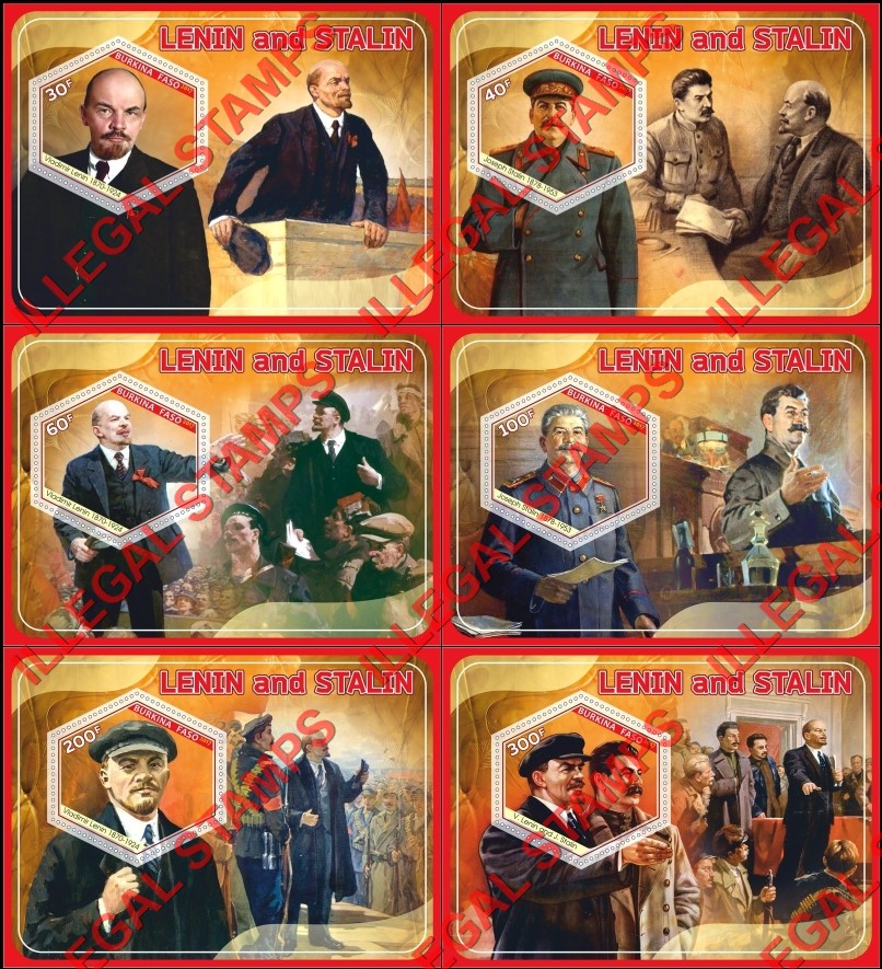 Burkina Faso 2017 Lenin and Stalin Illegal Stamp Souvenir Sheets of 1 Burkina Faso 2017 Lenin and Stalin Illegal Stamp Souvenir Sheets of 1