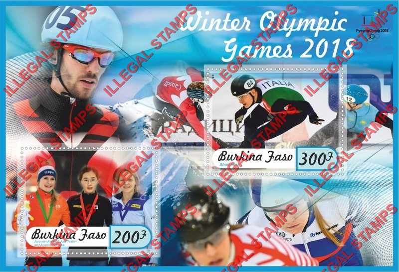 Burkina Faso 2017 Olympic Games in PyeongChang in 2018 Illegal Stamp Souvenir Sheet of 2 Burkina Faso 2017 Olympic Games in PyeongChang in 2018 Illegal Stamp Souvenir Sheet of 2