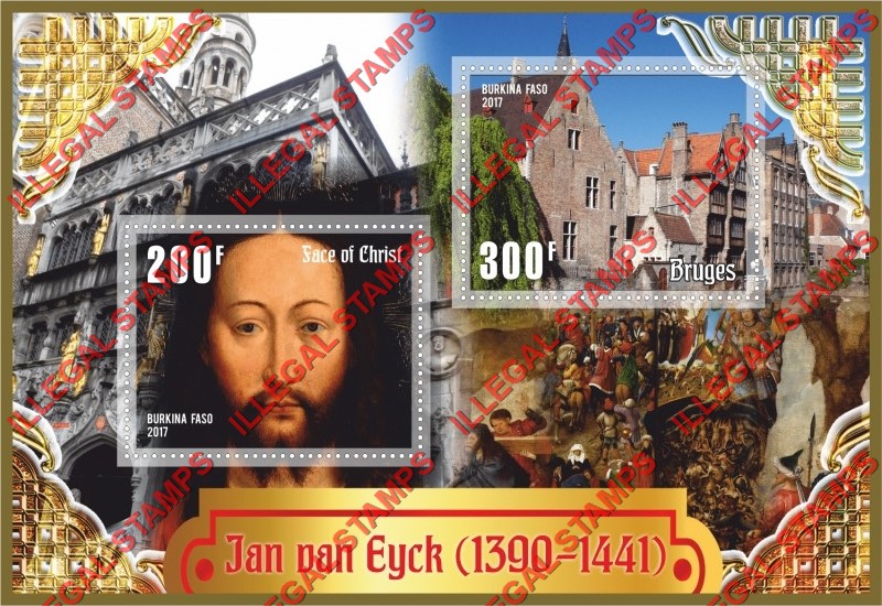 Burkina Faso 2017 Paintings by Jan van Eyck Illegal Stamp Souvenir Sheet of 2 Burkina Faso 2017 Paintings by Jan van Eyck Illegal Stamp Souvenir Sheet of 2