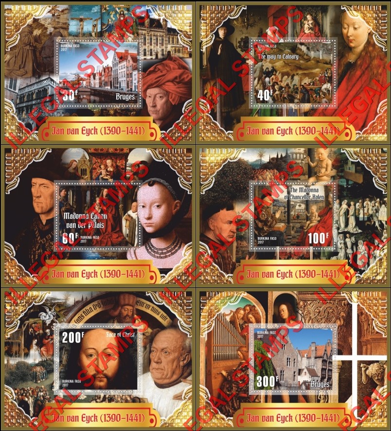 Burkina Faso 2017 Paintings by Jan van Eyck Illegal Stamp Souvenir Sheets of 1 Burkina Faso 2017 Paintings by Jan van Eyck Illegal Stamp Souvenir Sheets of 1