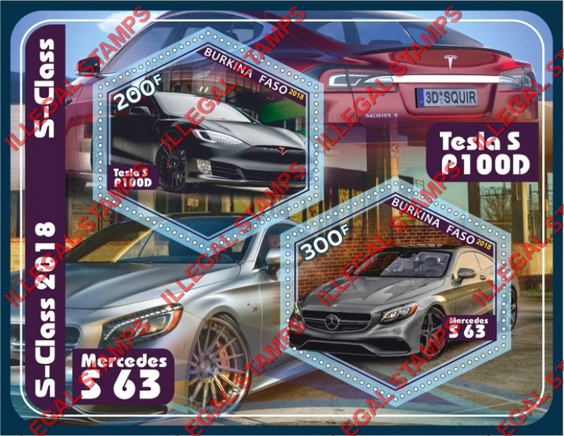 Burkina Faso 2018 Cars S-Class Illegal Stamp Souvenir Sheet of 2
