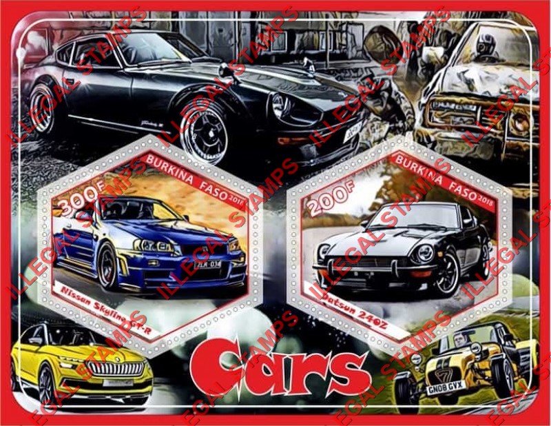 Burkina Faso 2018 Cars Illegal Stamp Souvenir Sheet of 2