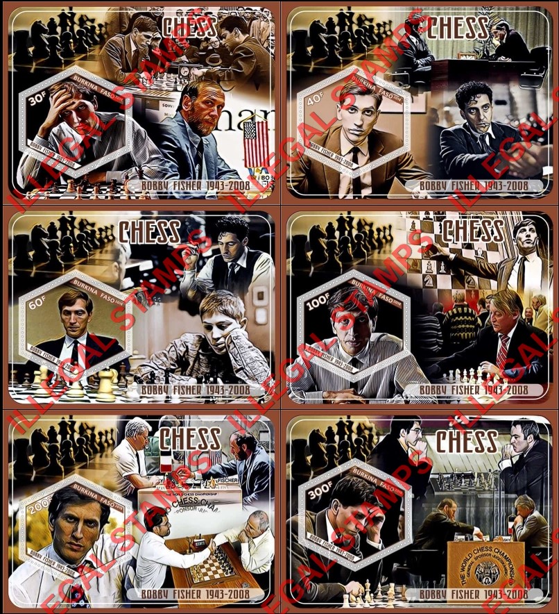 Burkina Faso 2018 Chess Bobby Fisher Illegal Stamp Souvenir Sheets of 1
