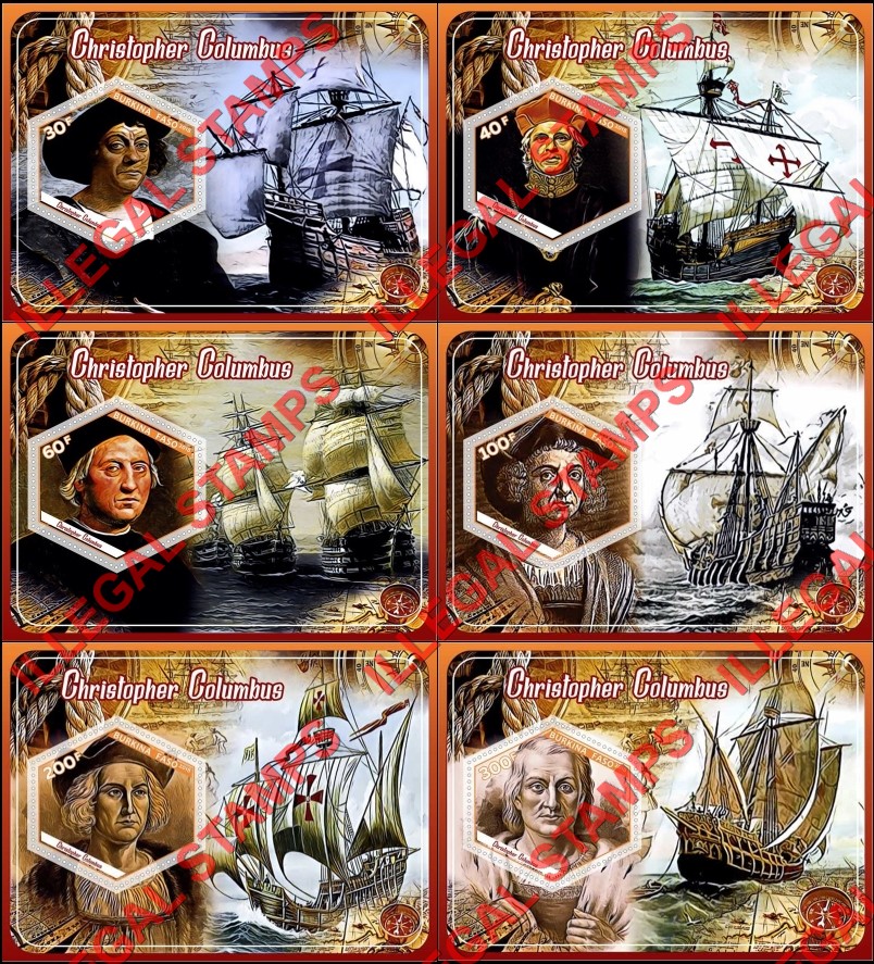 Burkina Faso 2018 Christopher Columbus Illegal Stamp Souvenir Sheets of 1