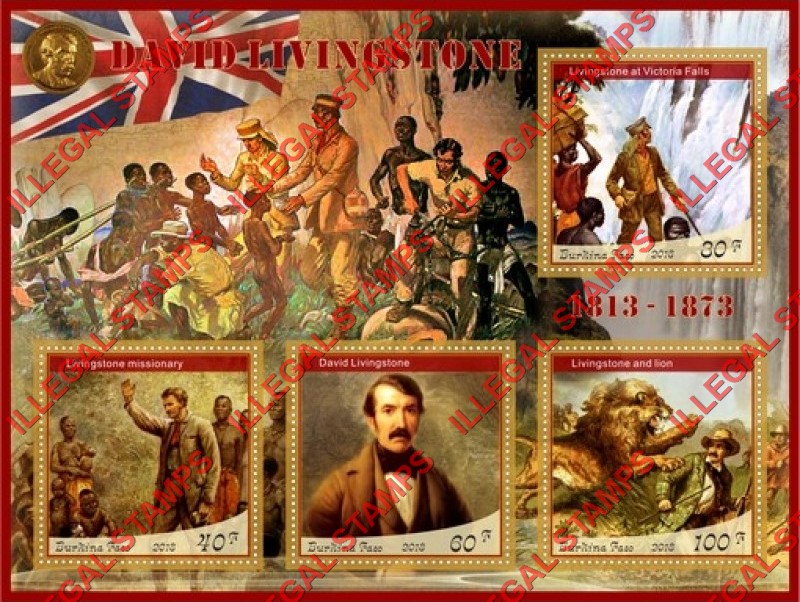 Burkina Faso 2018 David Livingstone Illegal Stamp Souvenir Sheet of 4