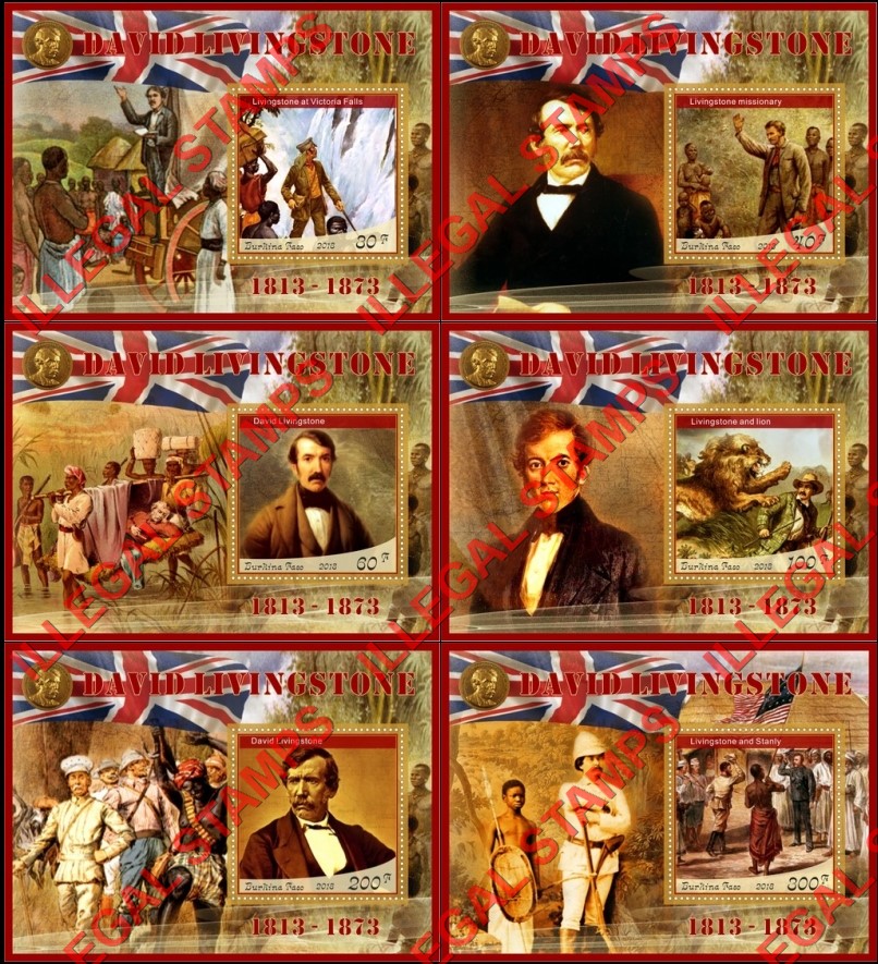 Burkina Faso 2018 David Livingstone Illegal Stamp Souvenir Sheets of 1