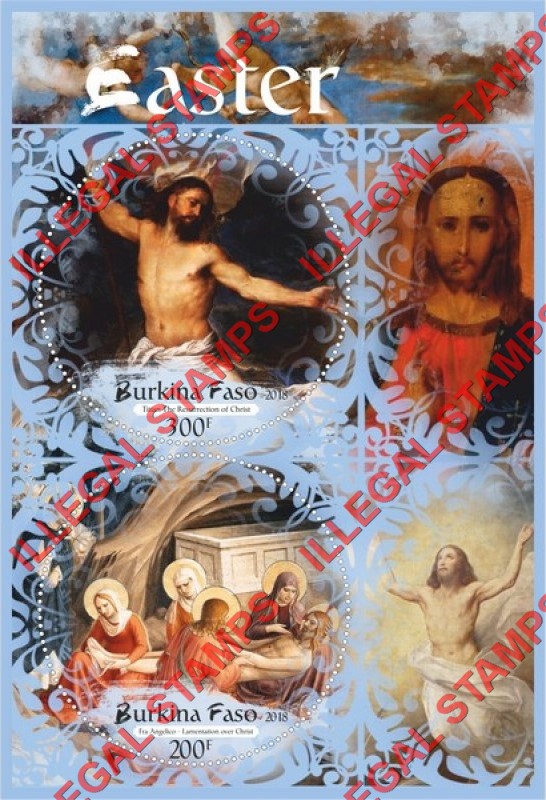 Burkina Faso 2018 Easter Paintings Illegal Stamp Souvenir Sheet of 2