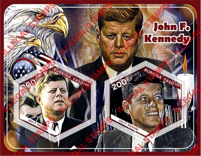 Burkina Faso 2018 John F. Kennedy Illegal Stamp Souvenir Sheet of 2