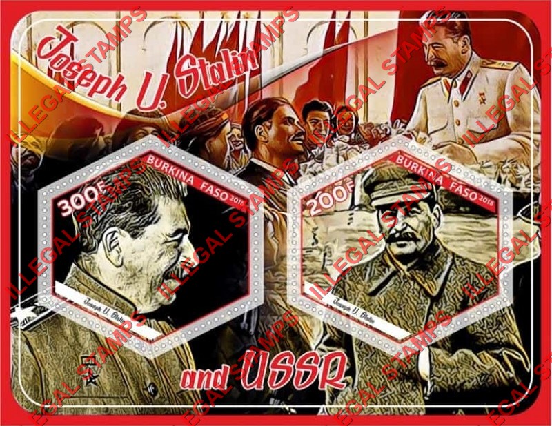Burkina Faso 2018 Joseph Stalin (different) Illegal Stamp Souvenir Sheet of 2