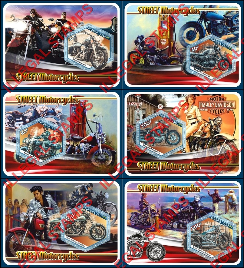 Burkina Faso 2018 Motorcycles Street Motorcycles Illegal Stamp Souvenir Sheets of 1