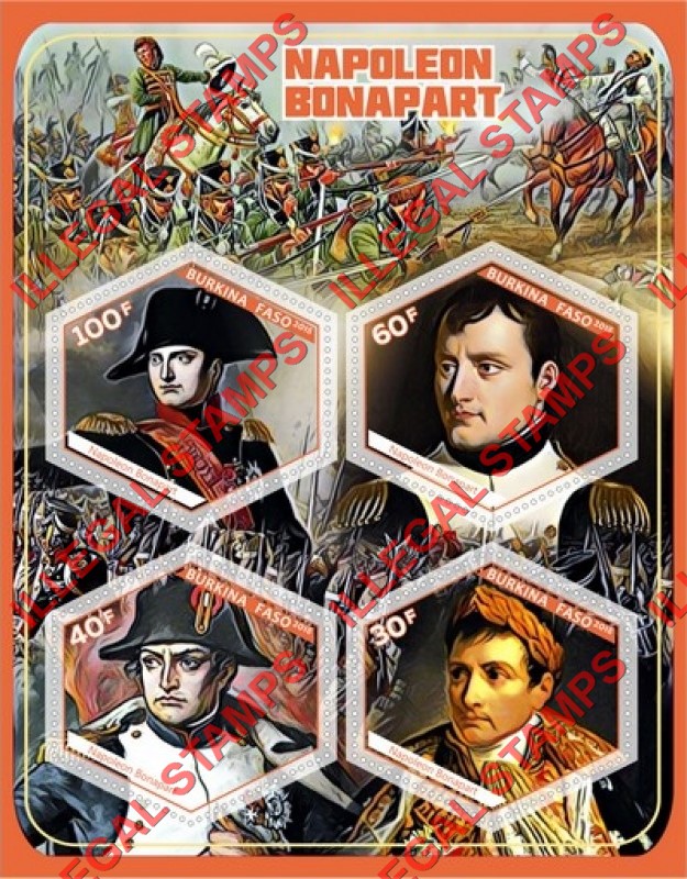 Burkina Faso 2018 Napoleon Bonaparte (different a) Illegal Stamp Souvenir Sheet of 4