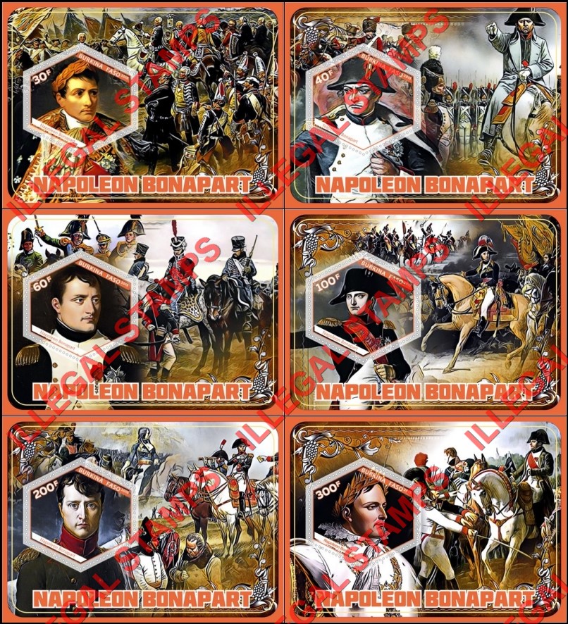 Burkina Faso 2018 Napoleon Bonaparte (different a) Illegal Stamp Souvenir Sheets of 1