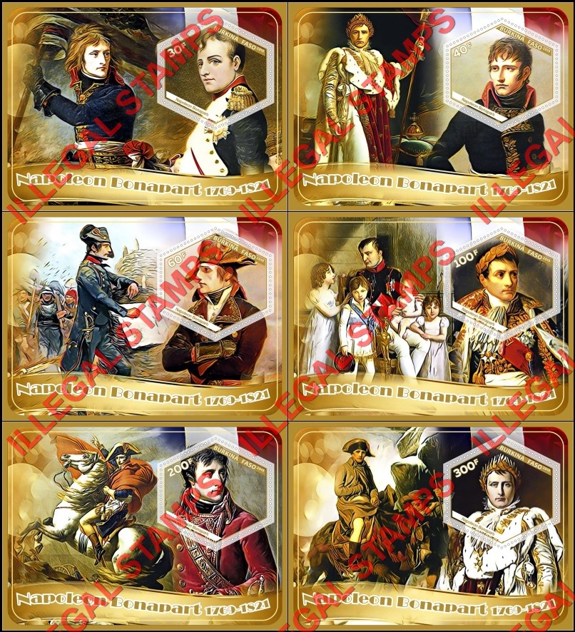 Burkina Faso 2018 Napoleon Bonaparte Illegal Stamp Souvenir Sheets of 1