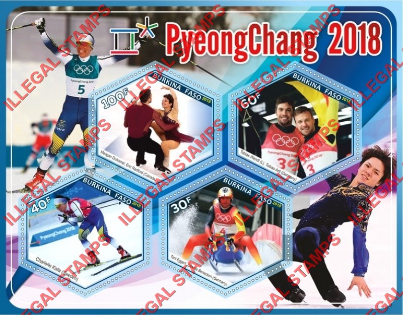 Burkina Faso 2018 Olympic Games in PyeongChang Illegal Stamp Souvenir Sheet of 4
